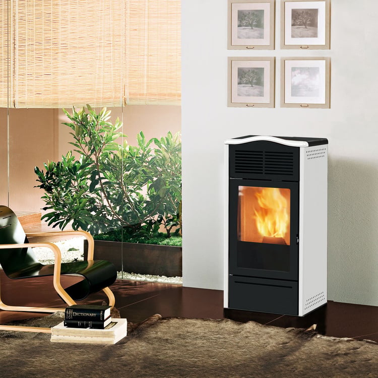 Stufa a pellet Italiana Camini Piro2 7 kW ad aria bianco opaco - immagine 2
