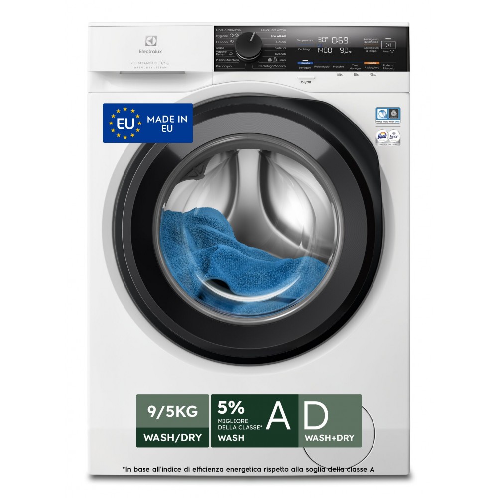 Electrolux Serie 700 EW7W495G Lavasciuga Libera Installazione 9 Kg Lavaggio - 5 Kg Asciugatura Classe D 1400 Giri/min. SteamCare Vapore Bianca RICONDIZIONATA
