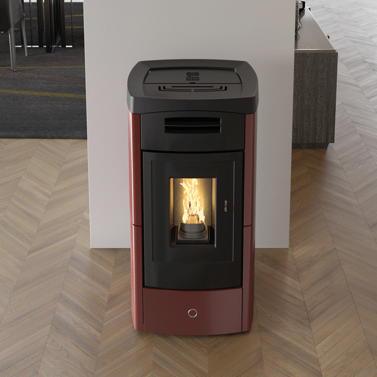 Stufa a pellet EK63 DAILY130++ - gruppo Edilkamin - 12,5 kW ad aria canalizzata Bordeaux - immagine 2