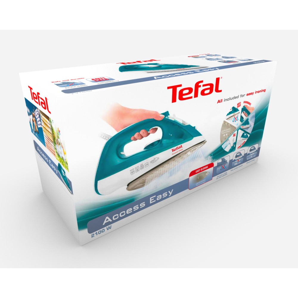 Tefal ACCESS FV1542 Ferro da Stiro a Vapore Potenza 2000 Watt Piastra in Ceramica Vapore Verticale - immagine 2
