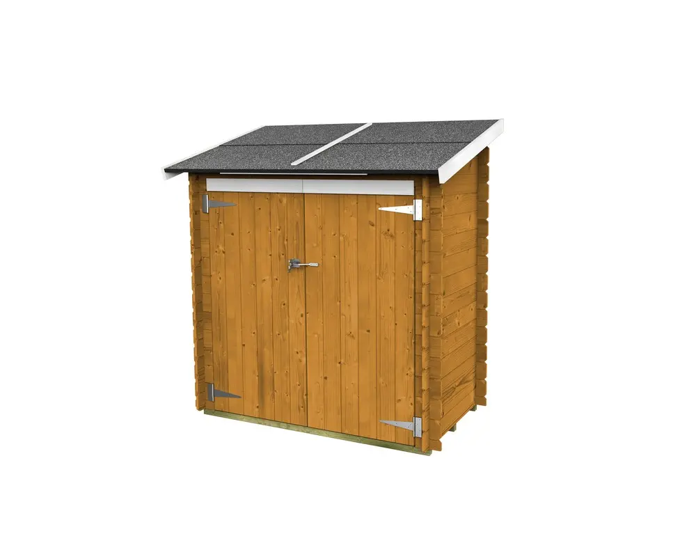 Casetta in legno addossata ambrogio 155x85 con porta doppia cieca color larice