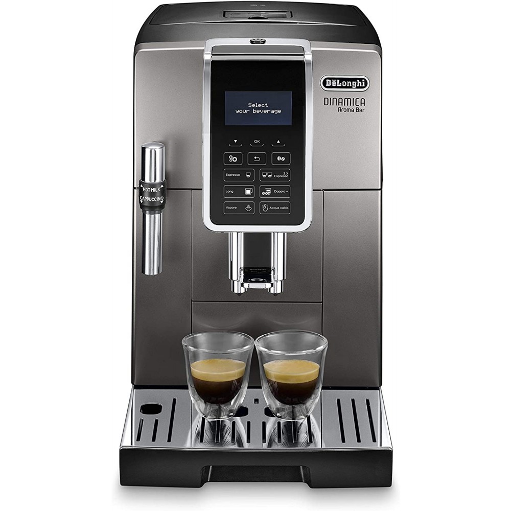 Macchina Caffè Automatica Espresso con Macinacaffè ed Erogatore di Vapore Caffè in Grani colore Titanio De Longhi Dinamica ECAM 359.37.TB RICONDIZIONATO