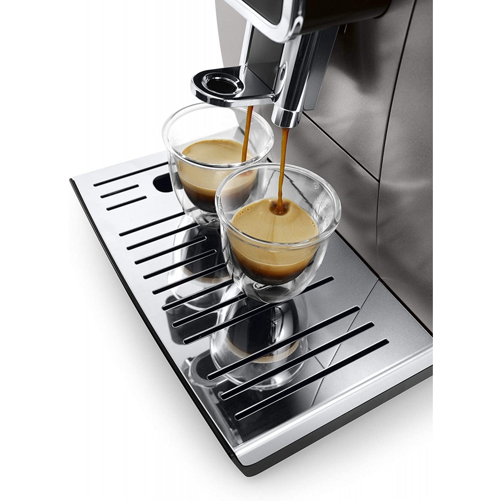 Macchina Caffè Automatica Espresso con Macinacaffè ed Erogatore di Vapore Caffè in Grani colore Titanio De Longhi Dinamica ECAM 359.37.TB RICONDIZIONATO - immagine 4