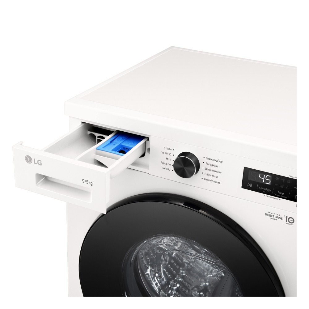 LG Serie X1 W4NX1095NWB Lavasciuga Libera Installazione 9 Kg Lavaggio - 5 Kg Asciugatura 1400 giri/min. Classe E Inverter Direct Drive Vapore Wi-Fi Bianca - immagine 4