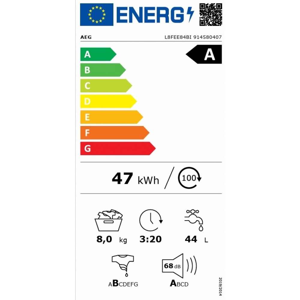 Lavatrice da incasso ProSteam 8 Kg classe A 1400 giri/min. Vapore Motore Inverter Serie 8000 con WiFi AEG L8FEE84BI RICONDIZIONATO - immagine 4